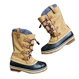 Sorel Joan Of Arctic Tan Lace Up Winter Lined Boots Size 5